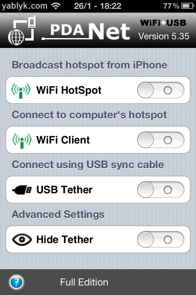Скачать PdaNet 5.35. Как использовать iPhone как USB модем или Wi-Fi точку доступа [Скачать / IFAQ]   