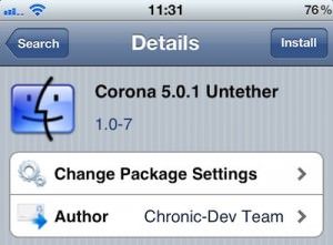 Corona 5.0.1 Untether 1.0-7 скачать из Cydia deb