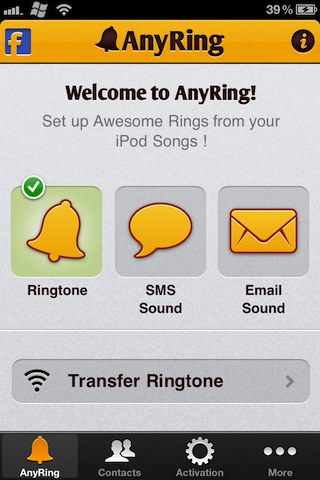 AnyRing для создания рингтонов, оповещений, звуков SMS