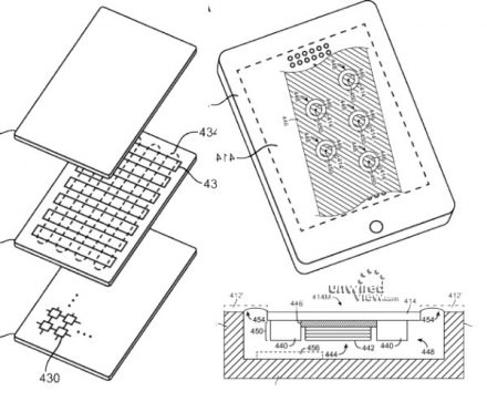 Новые патенты Apple: гибкий дисплей, тактильная клавиатура и встроенные в экран динамики