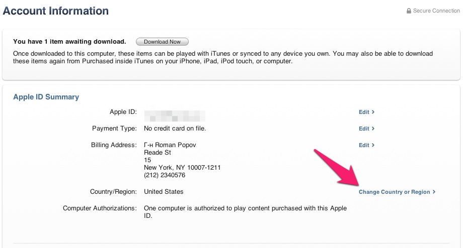 Как сменить страну в Apple ID (iTunes Store, Apple Store) действующего аккаунта?
