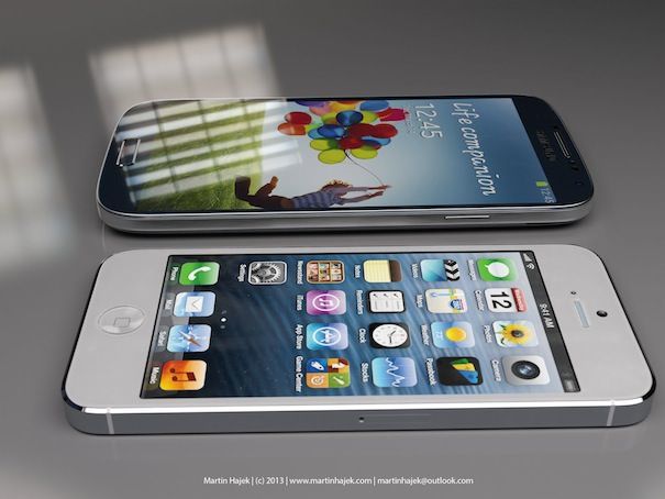 Сравнение размеров iPhone 5 и Samsung Galaxy S4