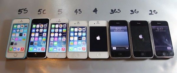iPhone 5S vs 5C vs 5 vs 4S vs 4 vs 3Gs vs 3G vs 2G