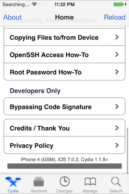 Cydia на iOS 7