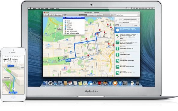 Карты Apple в Macbook Air и iPhone 