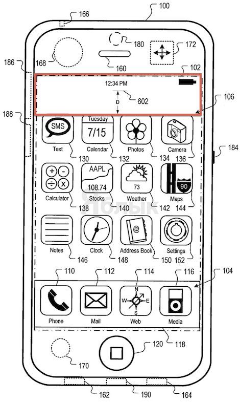патент Apple на измение интерфейса пользователя GUI iOS 