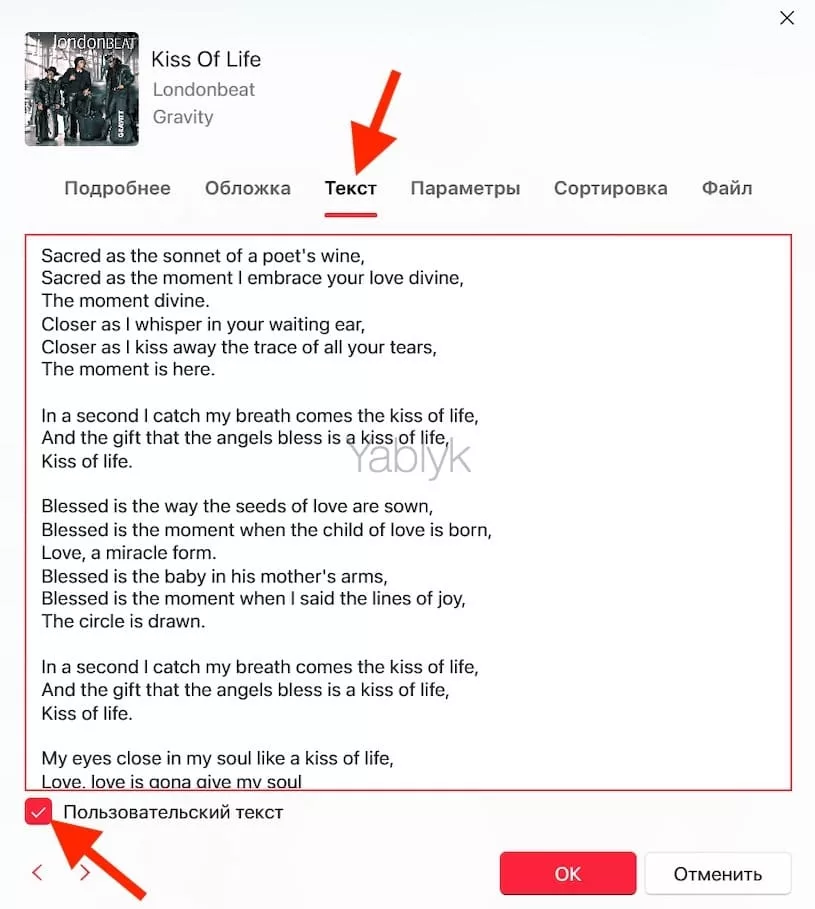 Как добавлять обложки и тексты к песням, хранящимся в приложении Apple Music?