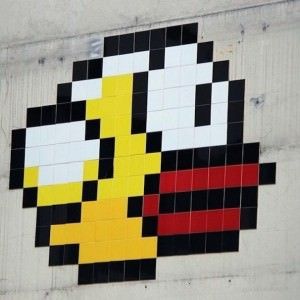 flappy bird граффити в Париже