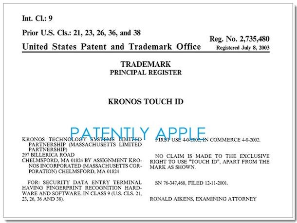 Apple отказали в регистрации марки Touch ID