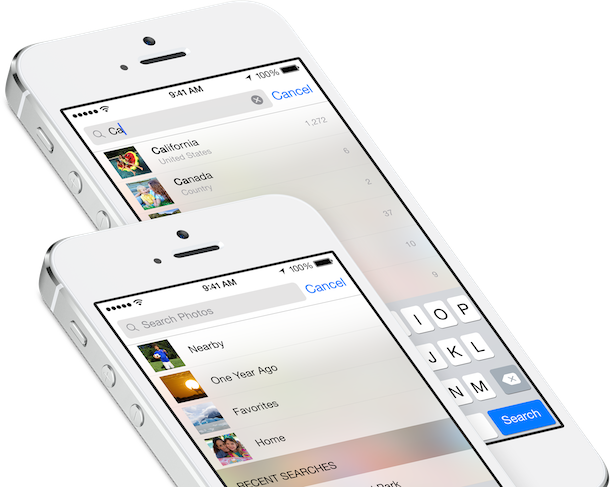 поиск в iOS 8 в приложении Фото 
