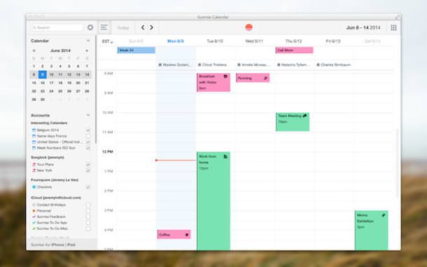 sunrise календарь для Mac, iPhone, iPad