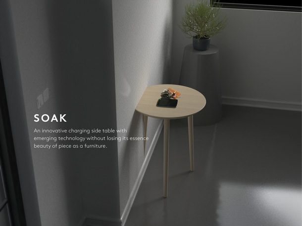 Soak - концепт столика с беспроводной зарядкой для iPhone и iPad