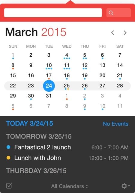 Fantastical 2, календарь, приложения для Mac