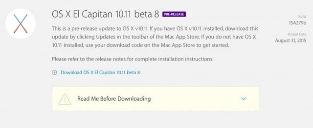 OS X El Capitan beta