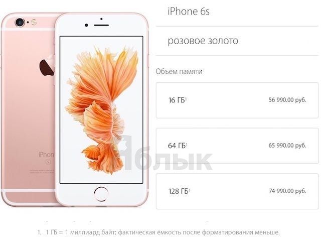 Цены на iPhone 6s