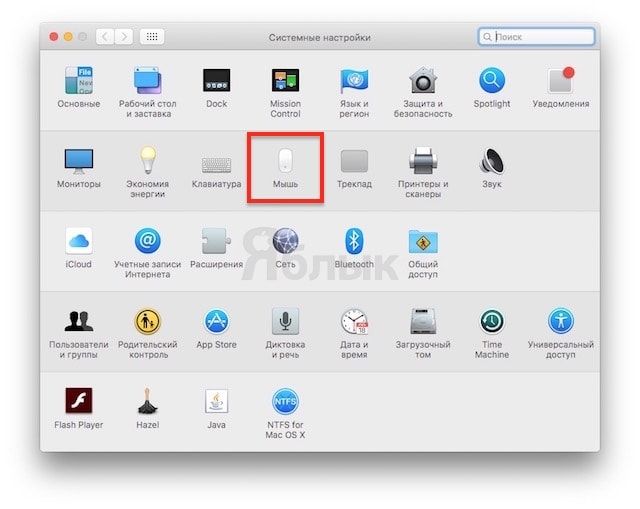 Настройки мыши на Mac OS X
