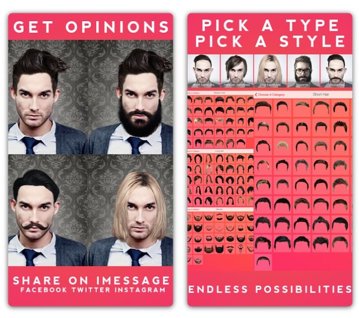 Men's Hairstyles - подбор мужских причесок, усов и бороды на iPhone и iPad