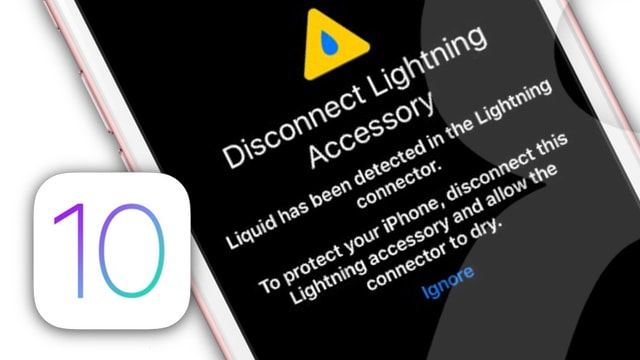 iPhone с iOS 10 научили сообщать о попадании воды в Lightning-коннектор