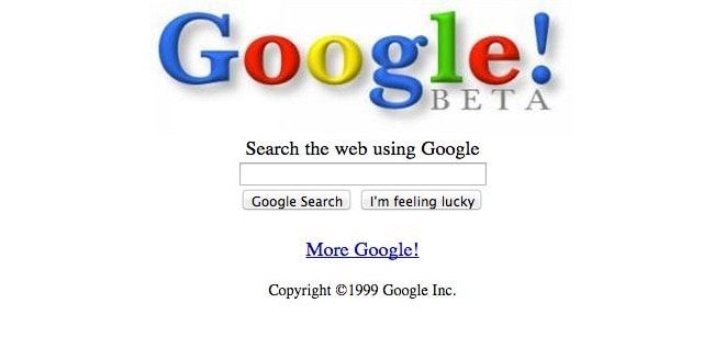 Домашняя страница Google в 1999 году