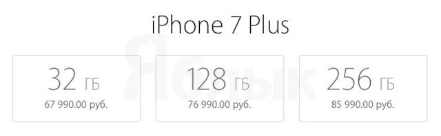Цена iPhone 7 Plus в России