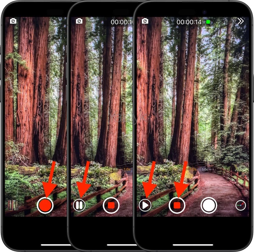 как ставить паузу при съемке видео на iPhone