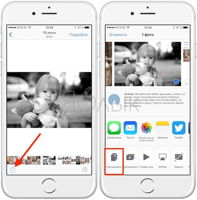 Как копировать изображение на айфон