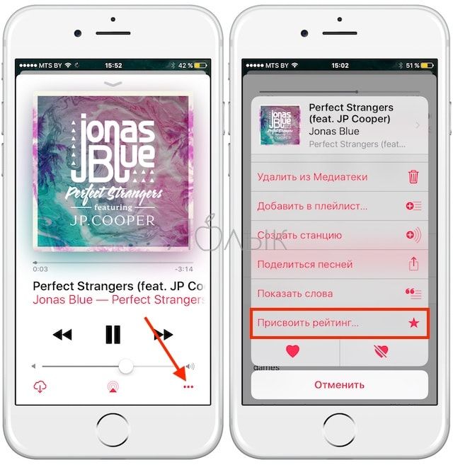 Как присвоить рейтинг песне в приложении Музыка