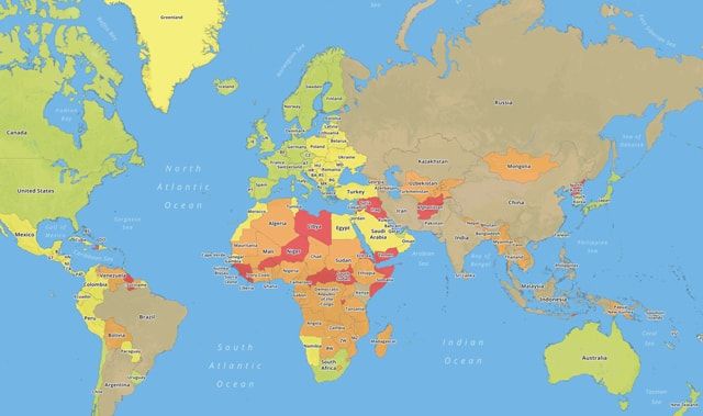 Новая карта поможет определить самые опасные страны в мире