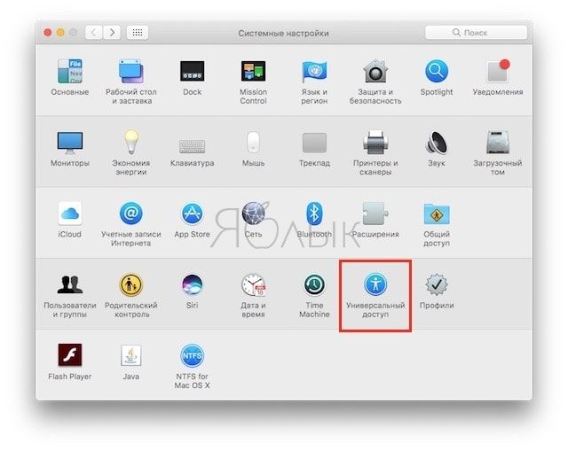 «Универсальный доступ» на macOS