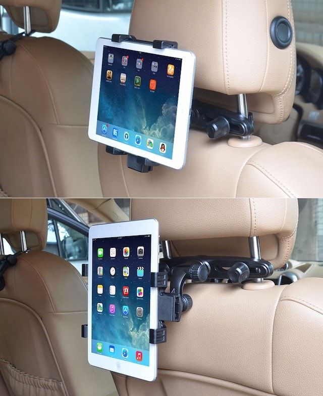 Car headrest holders for tablets