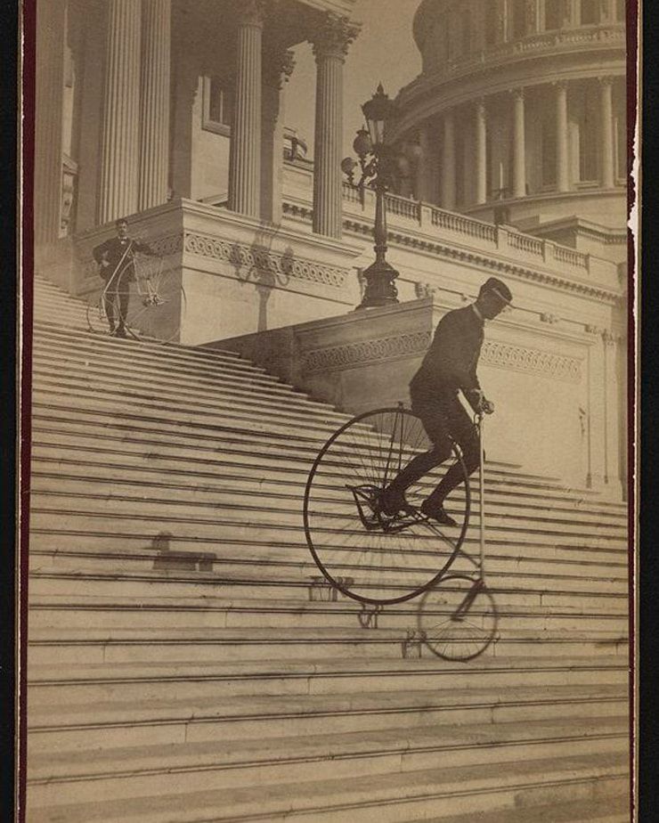 Photos of bicycles 200 years ago and in our time