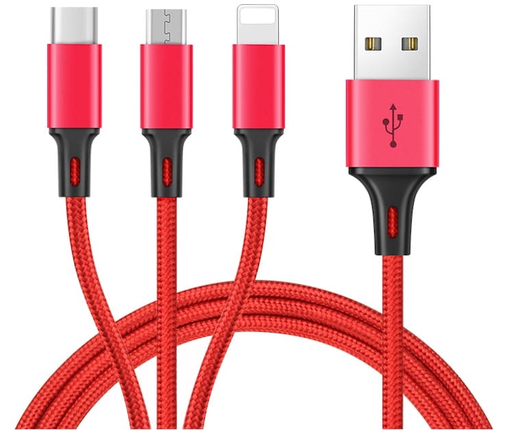 Тройной кабель (Lightning + MicroUSB + USB Type-C)