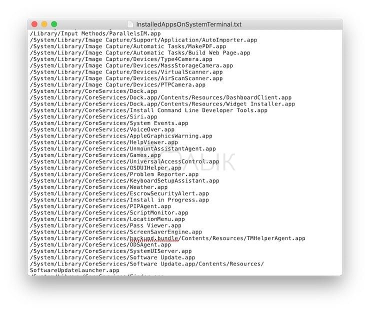 Как создать список установленных приложений на Mac