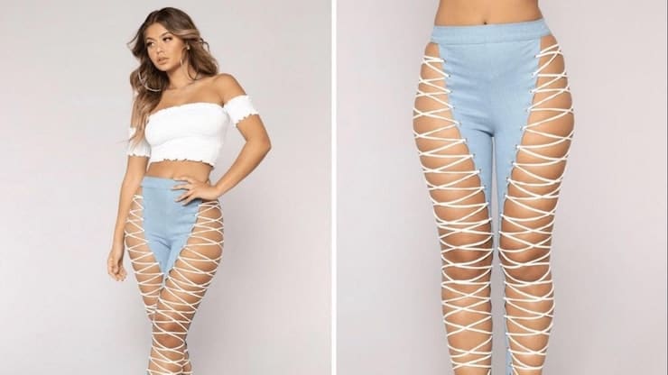Lace-up jeans