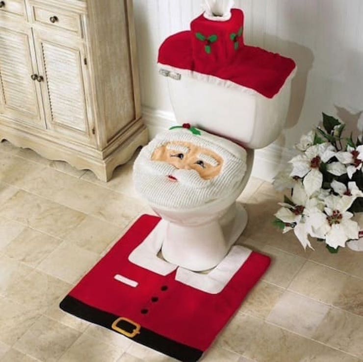 Christmas decoration of the toilet bowl with Aliexpress
