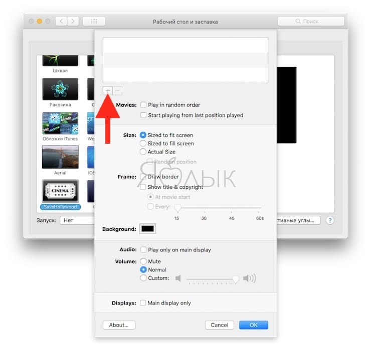 Как сделать скринсейвер из видео на Mac