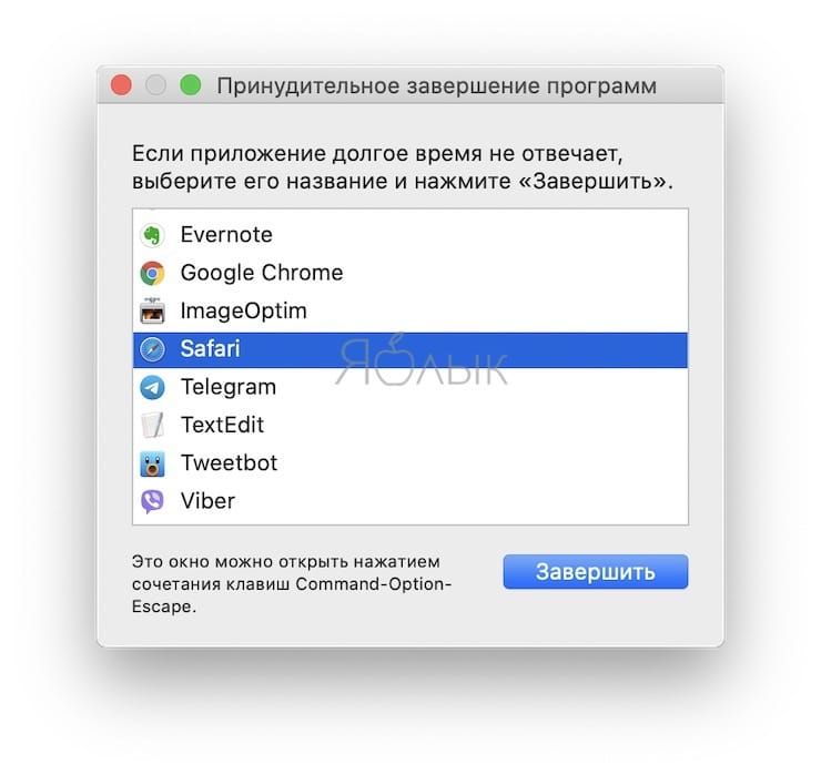 «Завершить принудительно…» для Mac