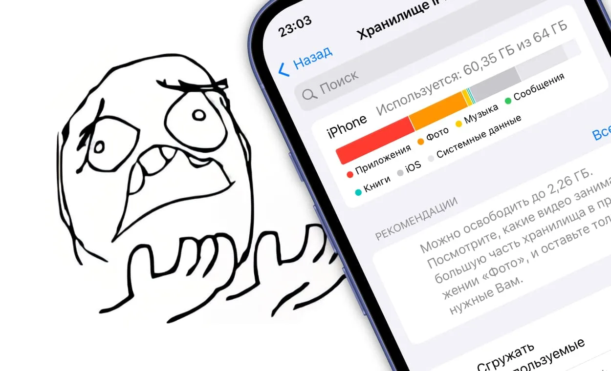 Системные данные на iPhone