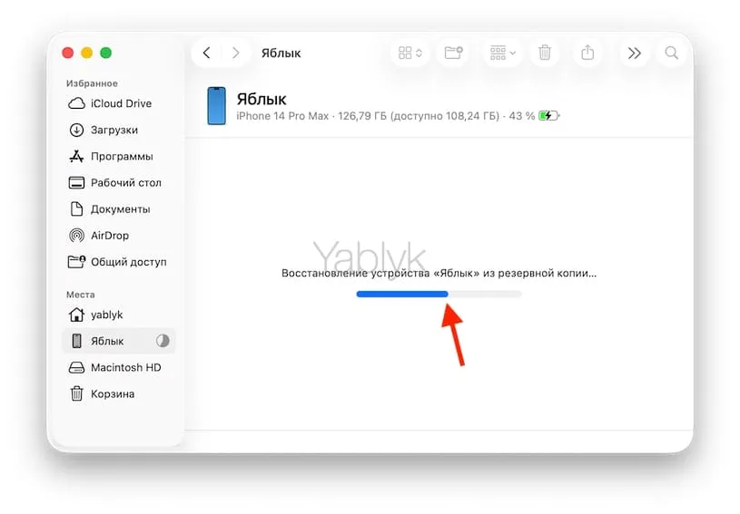 Восстановление резервной копии iPhone
