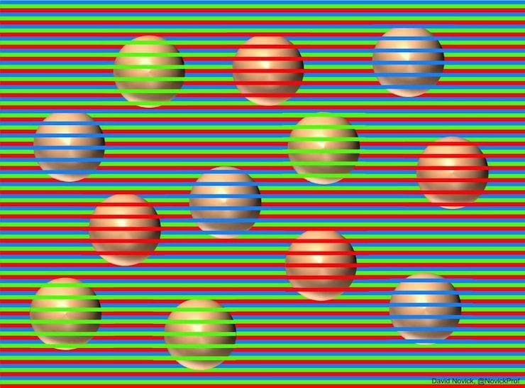 Illusion d'optique : toutes les boules de cette image sont de la même couleur.