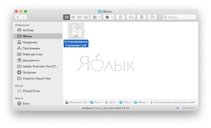 Отсканированные картинки будут сохранены в виде файла формата PDF или появятся в окне на Mac.