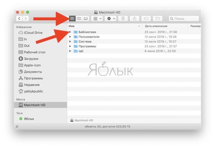 Управление видом отображения файлов в Finder на Mac при помощи горячих клавиш