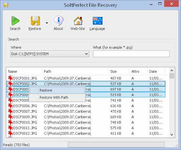 SoftPerfect File Recovery