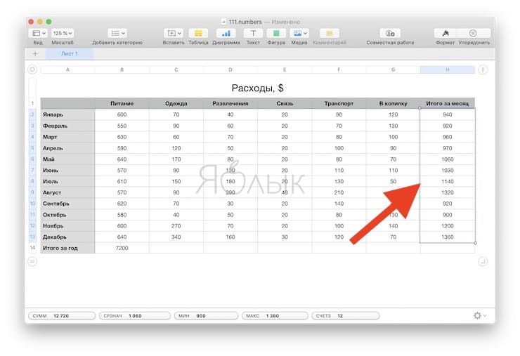 how to create tables with functions and formulas in numbers on mac