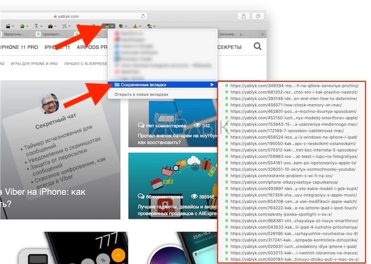 Как на Mac сохранять открытые вкладки Safari в виде закладок?