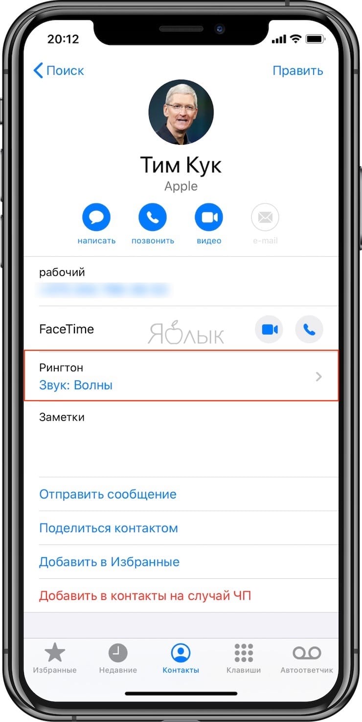 Как изменить рингтон на iPhone для отдельных контактов