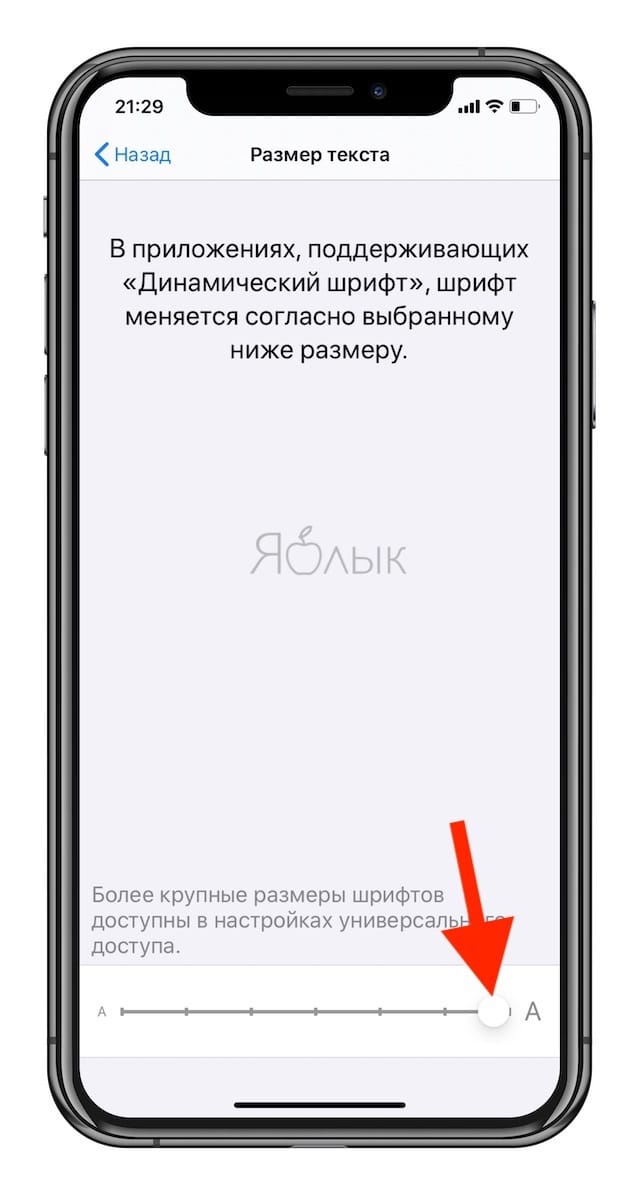 Как увеличить размер текста на iPhone