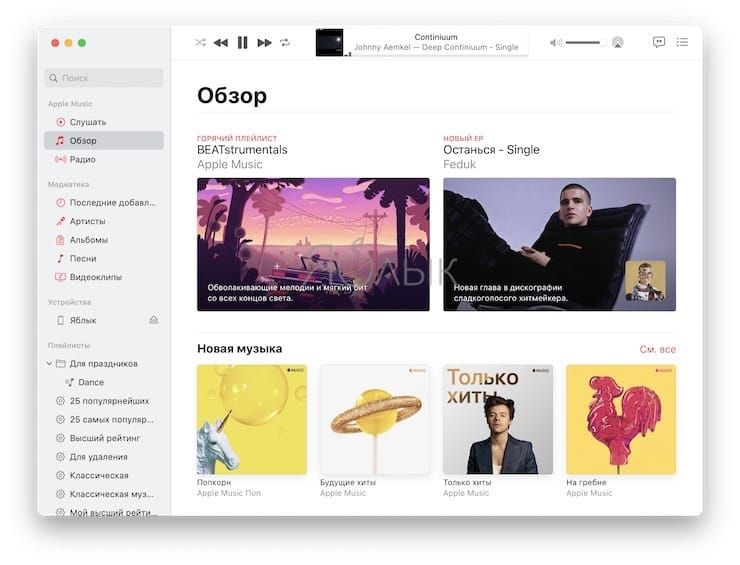 macOS Big Sur - новый дизайн приложения Музыка