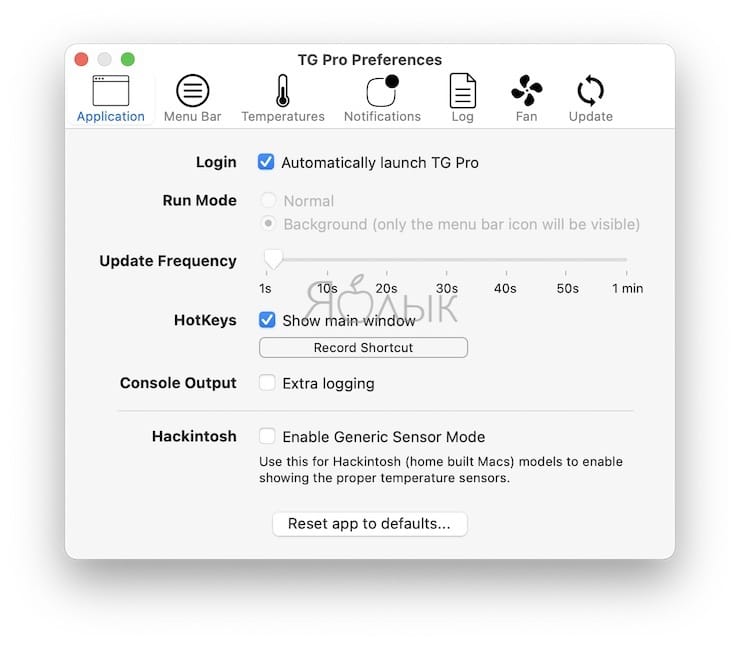TG Pro - приложение для управления вентилятором (кулером) на Mac