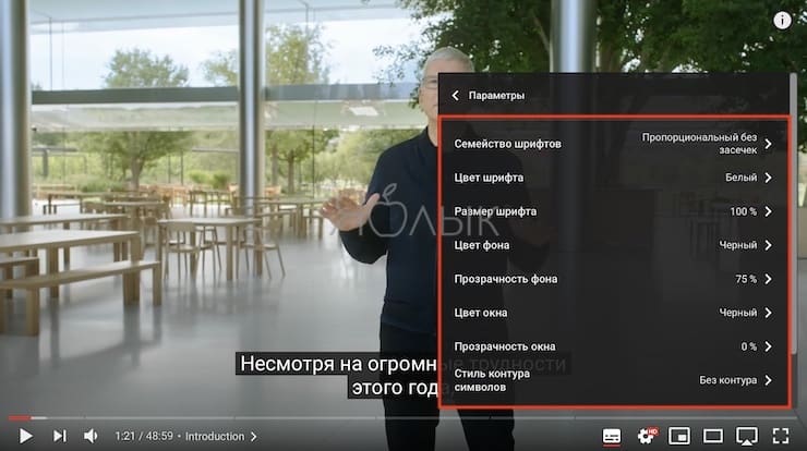 Настройки субтитров на YouTube?